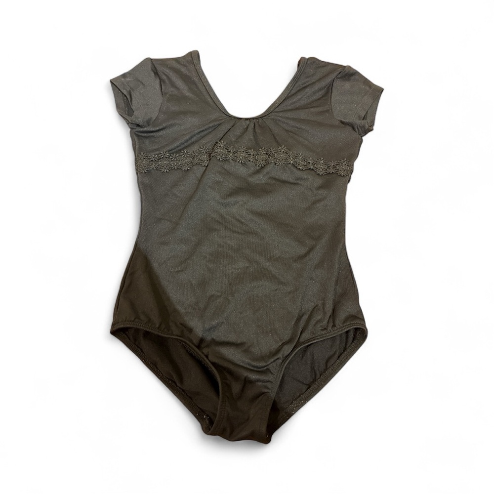 Black Dance Leotard Short sleeve kids Size. 6/6x.